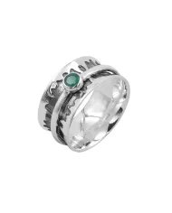 Emerald Spinner Ring - Sterling Silver Oxide Ring Handcrafted Ring Anxiety Ring Meditation Ring Stress Relief Unique Dainty Ring