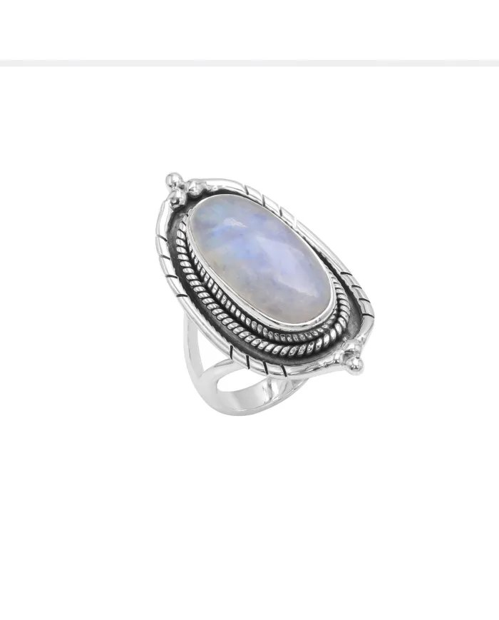 Moonstone Ring - Sterling Silver Handmade Ring Bohemian Ring Statement Ring Versatile Ring for Women