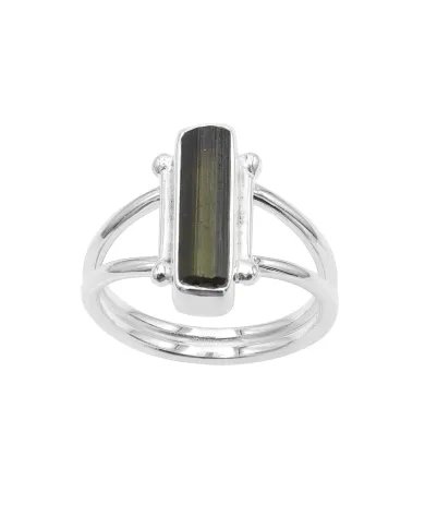 Tourmaline Ring – Handmade Sterling Silver Rough Gemstone Ring for Women