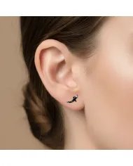 Killer Whale Stud Earrings - 925 Silver Swarovski Crystal Sea Animal Jewelry