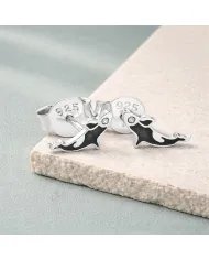 Killer Whale Stud Earrings - 925 Silver Swarovski Crystal Sea Animal Jewelry