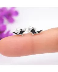 Moissanite Killer Whale Studs - 925 Sterling Silver Sea Animal Jewelry