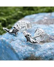 Moissanite Killer Whale Studs - 925 Sterling Silver Sea Animal Jewelry