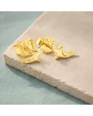 Moissanite Killer Whale Stud Earrings - 18K Gold Plated Sea Animal