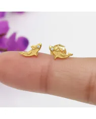 Moissanite Killer Whale Stud Earrings - 18K Gold Plated Sea Animal