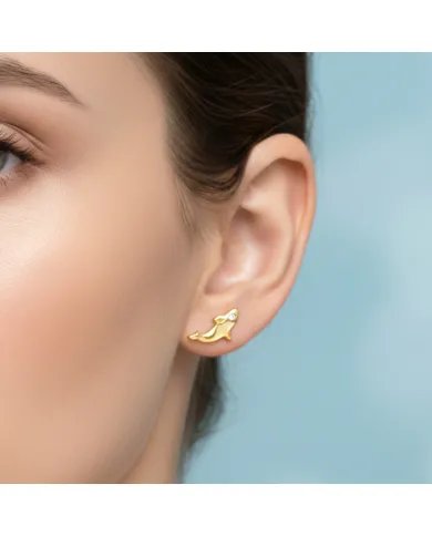 Moissanite Killer Whale Studs - Gold Plated 925 Silver Sea Animal