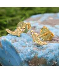 Moissanite Killer Whale Stud Earrings - 18K Gold Plated Sea Animal