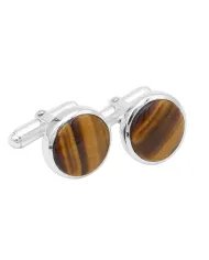 Natural Tiger Eye Cufflinks in Sterling Silver – Luxury Men’s Accessories