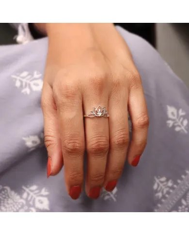 925 Sterling Silver Handmade Lotus Ring - Dainty Minimalist Jewelry