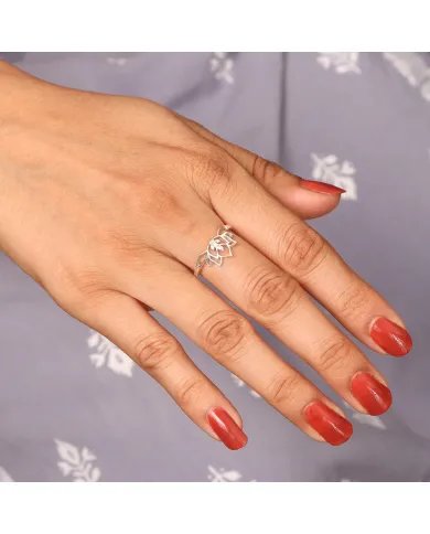 925 Sterling Silver Handmade Lotus Ring - Dainty Minimalist Jewelry