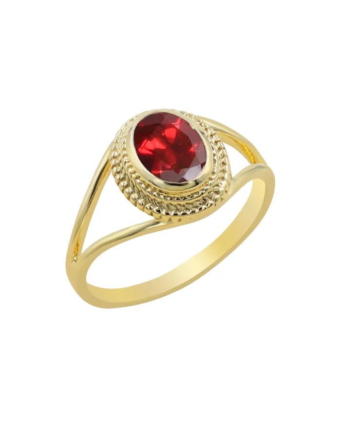 Garnet Gemstone Ring - 925 Sterling Silver Handmade Versatile Jewelry