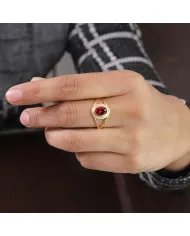 Garnet Gemstone Ring - 925 Sterling Silver Handmade Versatile Jewelry