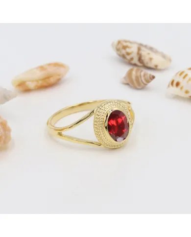 Garnet Gemstone Ring - 925 Sterling Silver Handmade Versatile Jewelry
