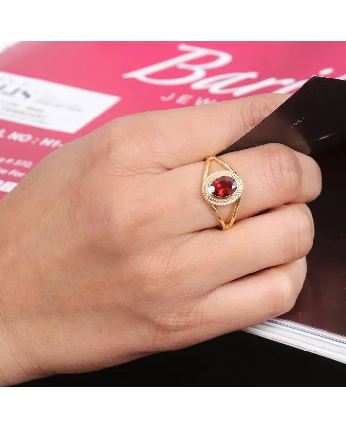 Garnet Gemstone Ring - 925 Sterling Silver Handmade Versatile Jewelry