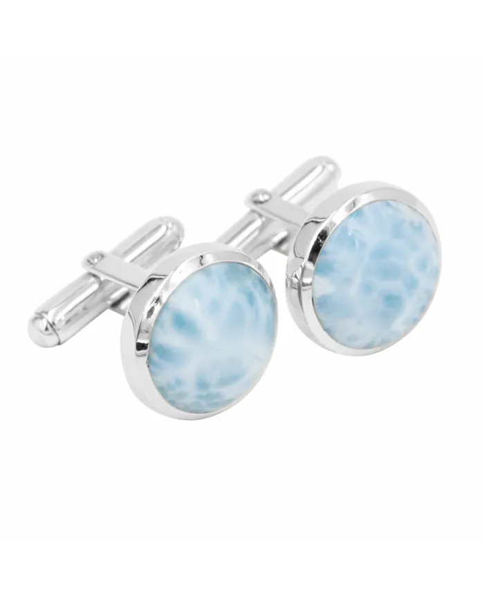 Larimar Men's Cufflinks - 925 Sterling Silver Formal Accessory
