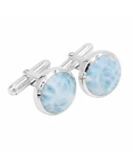 Larimar Men's Cufflinks - 925 Sterling Silver Formal Accessory