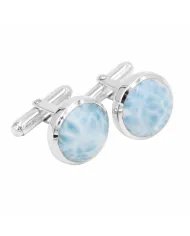 Larimar Men's Cufflinks - Handmade 925 Sterling Silver Formal Accessory