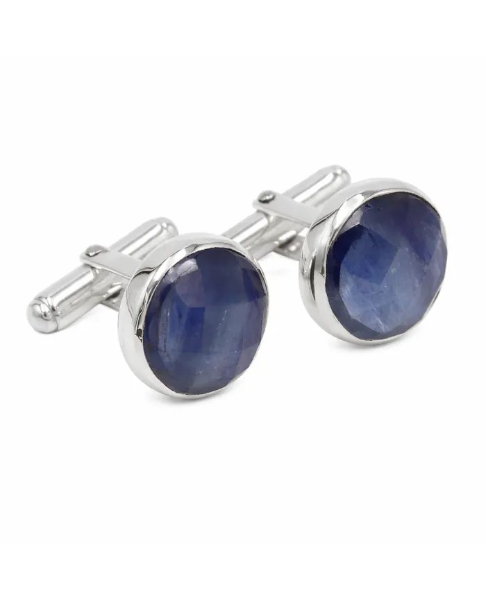 Kyanite Cufflinks - 925 Sterling Silver Handmade Men's Accessories