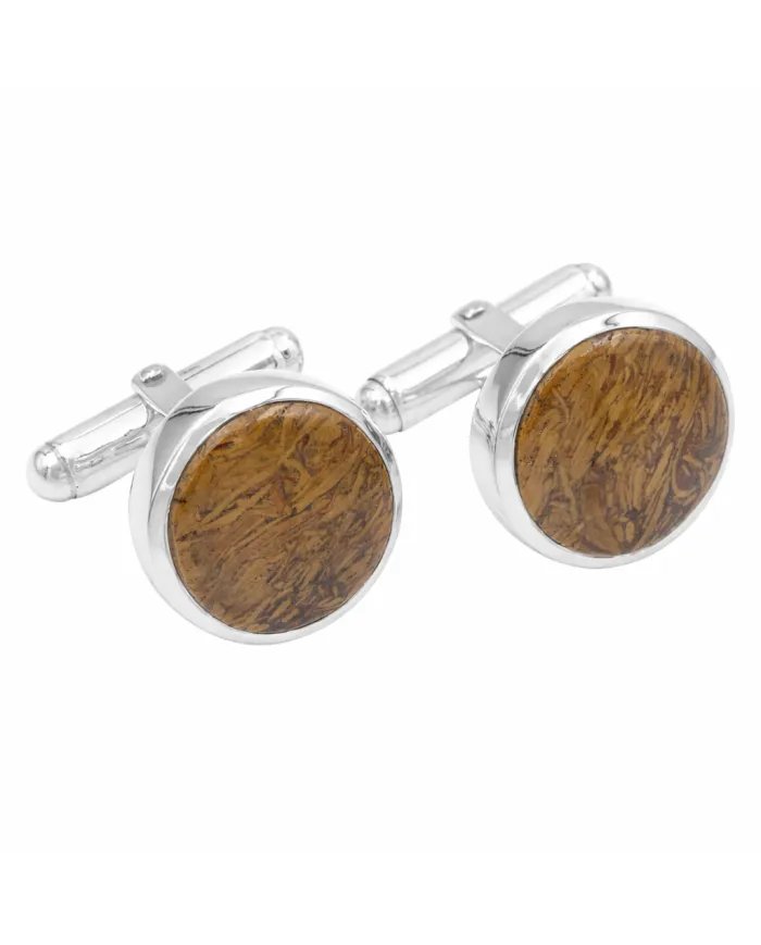 Mariam Jasper Gemstone Cufflinks - 925 Sterling Silver Unique Jewelry