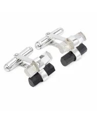 Black Tourmaline & Lemurian Quartz Men's Cufflinks - 925 Silver Jewelry