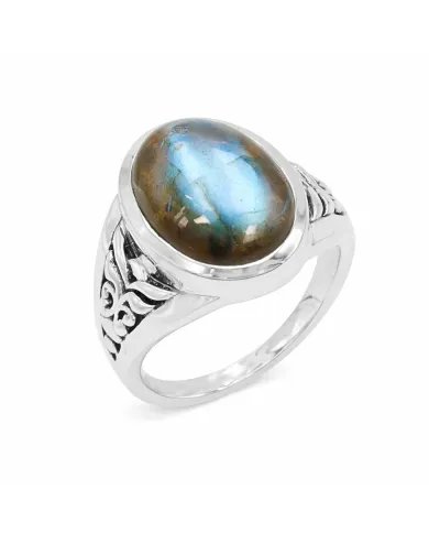 Labradorite Ring - Sterling Silver Boho & Vintage Ring Handmade Unique Ring