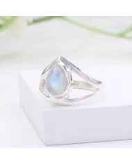 Rainbow Moonstone Ring – Handmade 925 Sterling Silver Statement Jewelry