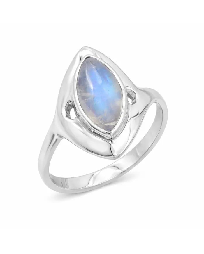 Natural Moonstone Ring – 925 Sterling Silver Statement Ring June Birthstone Jewelry