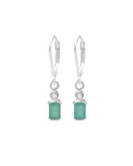 Natural Emerald Earrings - Sterling Silver Moissanite Earrings Handmade Dainty Jewelry