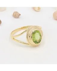 Natural Peridot Ring - Gold Plated 925 Sterling Silver Handmade Jewelry