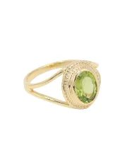Natural Peridot Ring - Gold Plated 925 Sterling Silver Handmade Jewelry