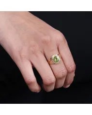 Natural Peridot Ring - Gold Plated 925 Sterling Silver Handmade Jewelry