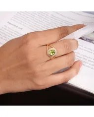 Natural Peridot Ring - Gold Plated 925 Sterling Silver Handmade Jewelry