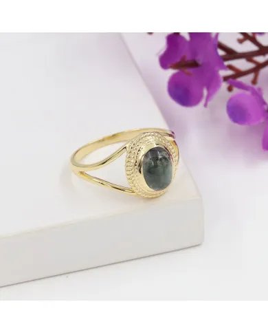 Tourmaline Ring - Gold Plated 925 Sterling Silver Oval Gemstone Jewelry