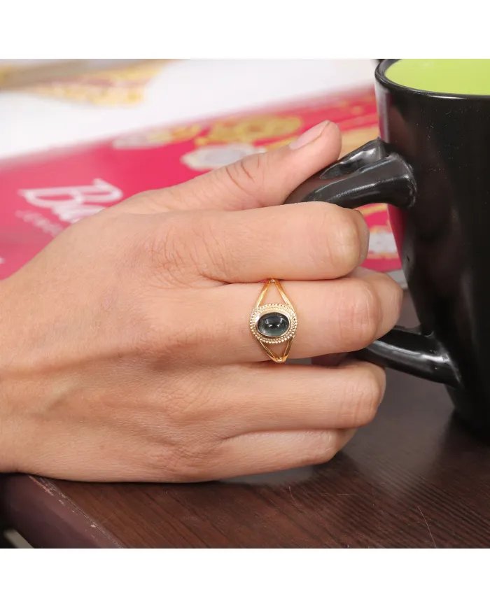 Tourmaline Ring - Gold Plated 925 Sterling Silver Oval Gemstone Jewelry