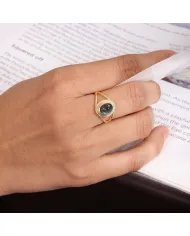 Tourmaline Ring - Gold Plated 925 Sterling Silver Oval Gemstone Jewelry