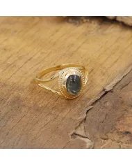 Tourmaline Ring - Gold Plated 925 Sterling Silver Oval Gemstone Jewelry
