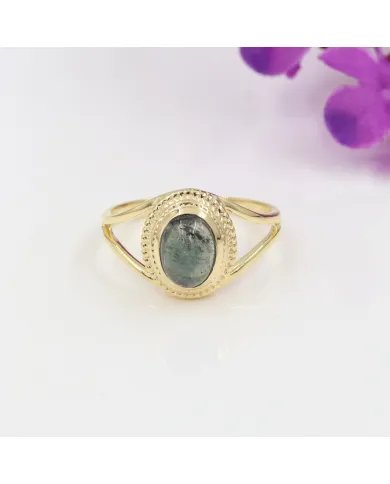 Tourmaline Ring - Gold Plated 925 Sterling Silver Oval Gemstone Jewelry