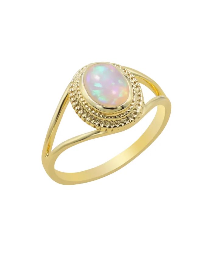 Ethiopian Oval Gemstone Ring – 925 Sterling Silver Gold Plated Jewelry