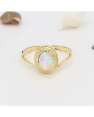 Ethiopian Oval Gemstone Ring – 925 Sterling Silver Gold Plated Jewelry
