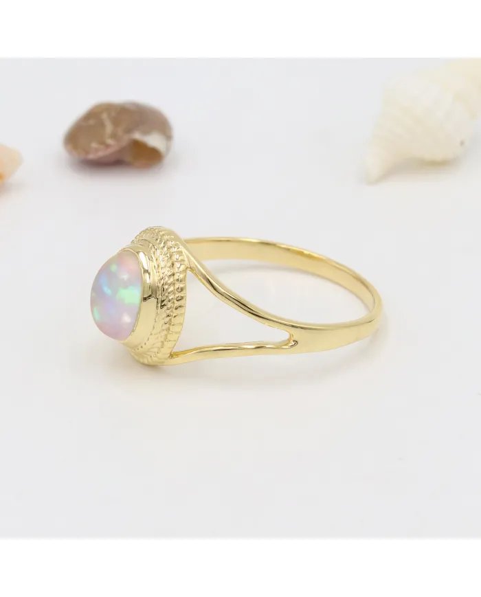 Ethiopian Oval Gemstone Ring – 925 Sterling Silver Gold Plated Jewelry