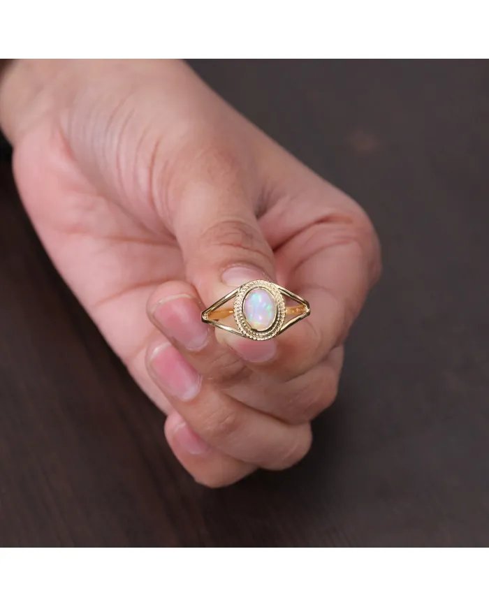 Ethiopian Oval Gemstone Ring – 925 Sterling Silver Gold Plated Jewelry