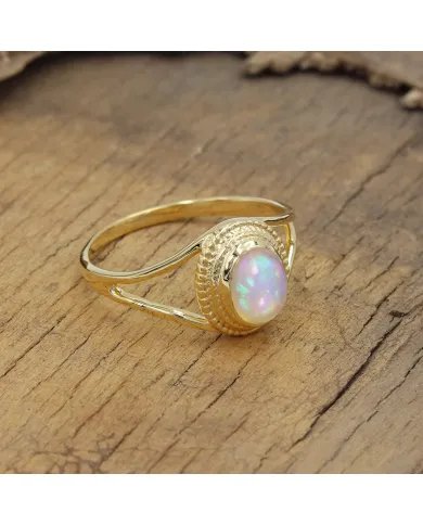 Ethiopian Oval Gemstone Ring – 925 Sterling Silver Gold Plated Jewelry