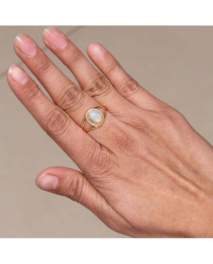 Ethiopian Oval Gemstone Ring – 925 Sterling Silver Gold Plated Jewelry