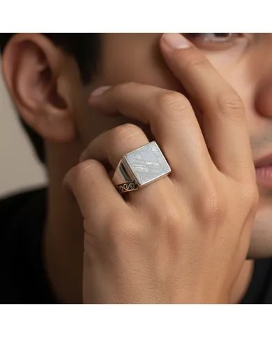 Meteorite Ring - 925 Sterling Silver Handmade Gemstone Unique Jewelry