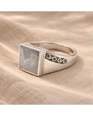 Meteorite Ring - 925 Sterling Silver Handmade Gemstone Unique Jewelry