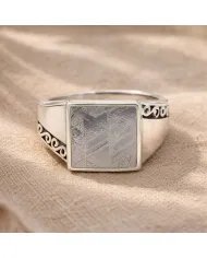 Meteorite Ring - 925 Sterling Silver Handmade Gemstone Unique Jewelry