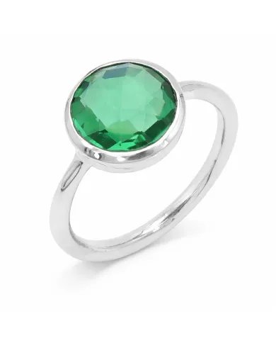 Green Glass Gemstone Ring - 925 Sterling Silver Handmade Jewelry