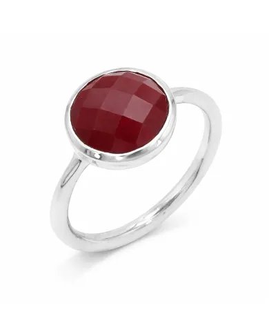 Red Glass Gemstone Ring - Sterling Silver Handmade Ring Minimalist Dainty Ring Unisex Ring Unique Ring