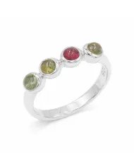Multi Tourmaline Ring - 925 Sterling Silver Gemstone Versatile Band Jewelry