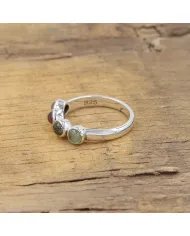 Natural Tourmaline Ring - Sterling Silver Ring Band Ring Minimalist Ring Four Stone Ring